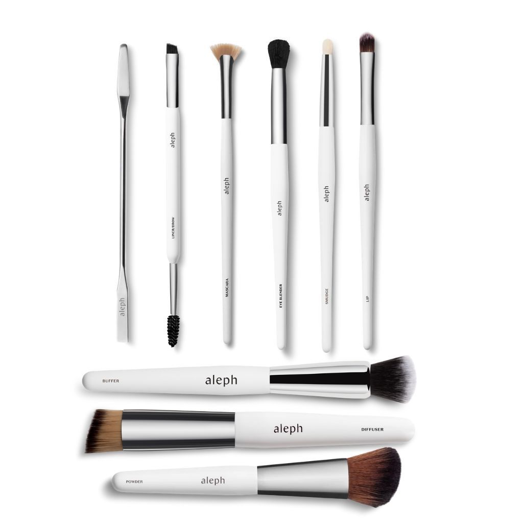 Atelier makeup brush set with eight precision tools.